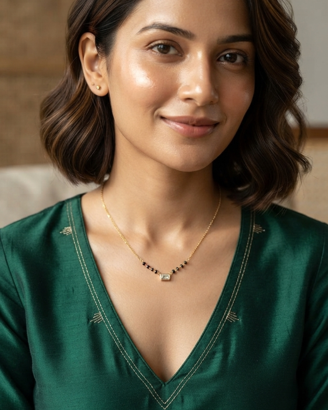 925 Sterling Silver Minimal Octa 18K Gold Plated Mangalsutra Necklace