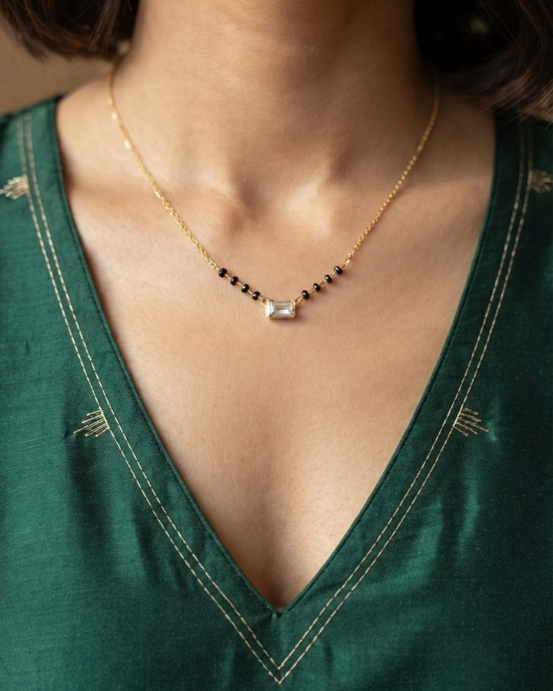 925 Sterling Silver Minimal Octa 18K Gold Plated Mangalsutra Necklace