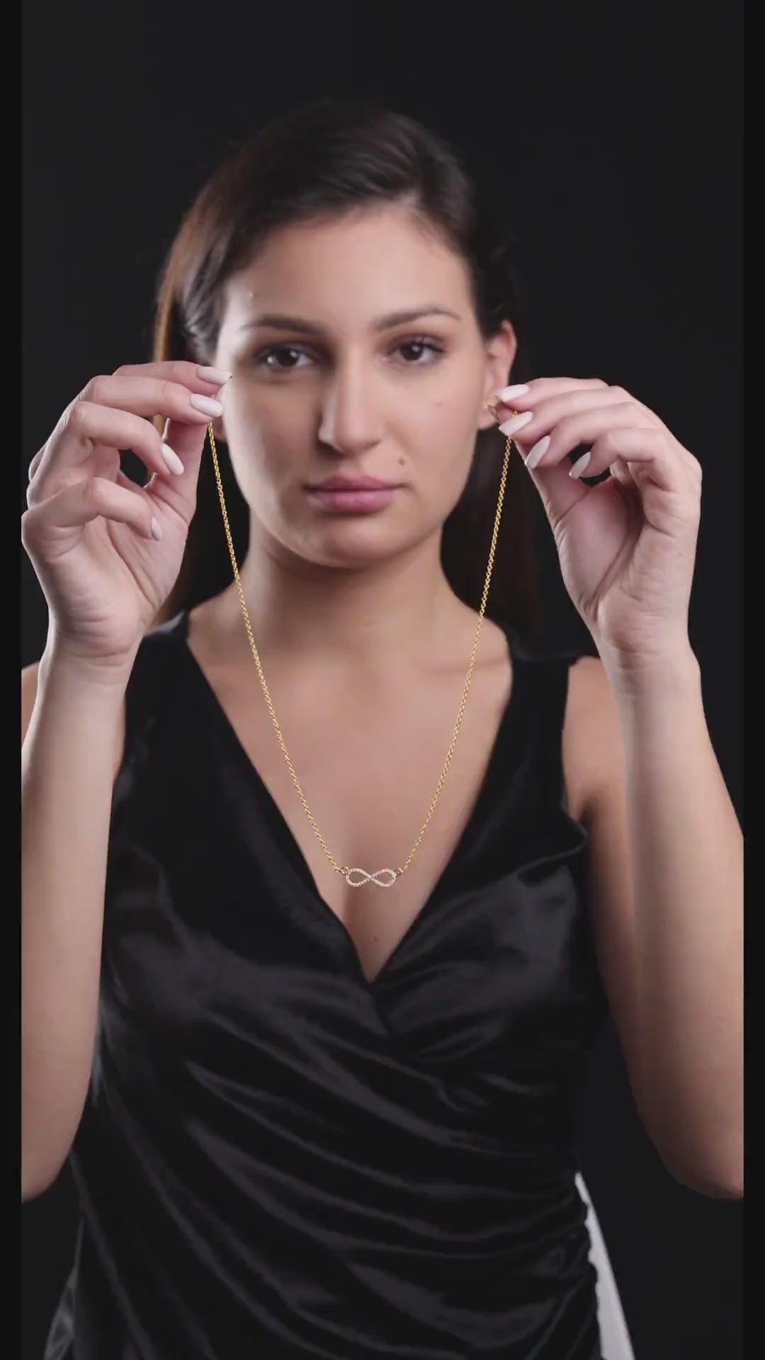 Soraya Luxe 925 Sterling Silver Moissanite Diamond 18K Gold Plated Infinity Pendant Necklace with Chain