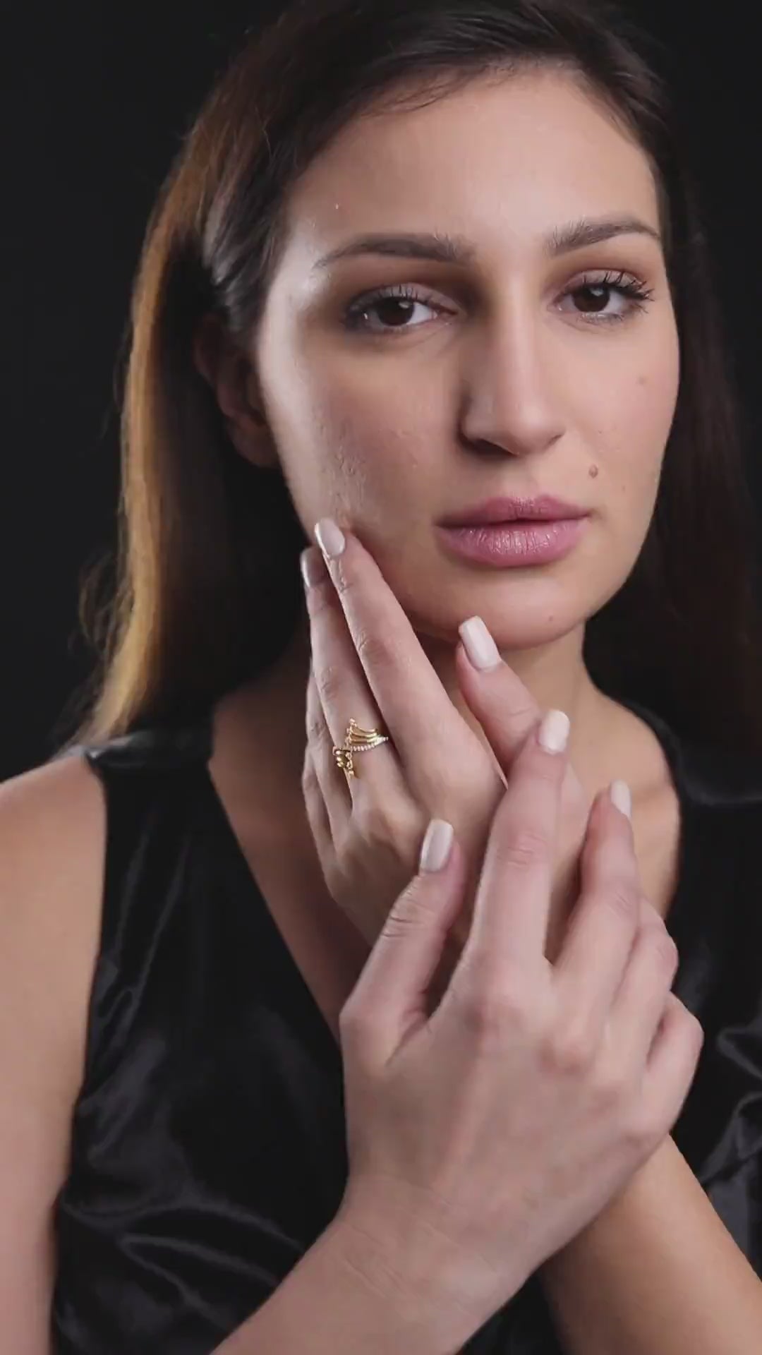 Soraya Luxe 925 Sterling Silver Moissanite Diamond 18K Gold Plated Poise Ring