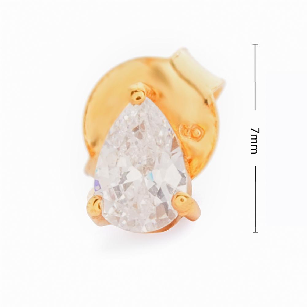 925 Sterling Silver 18K Gold Plated Solitaire Pear Studs
