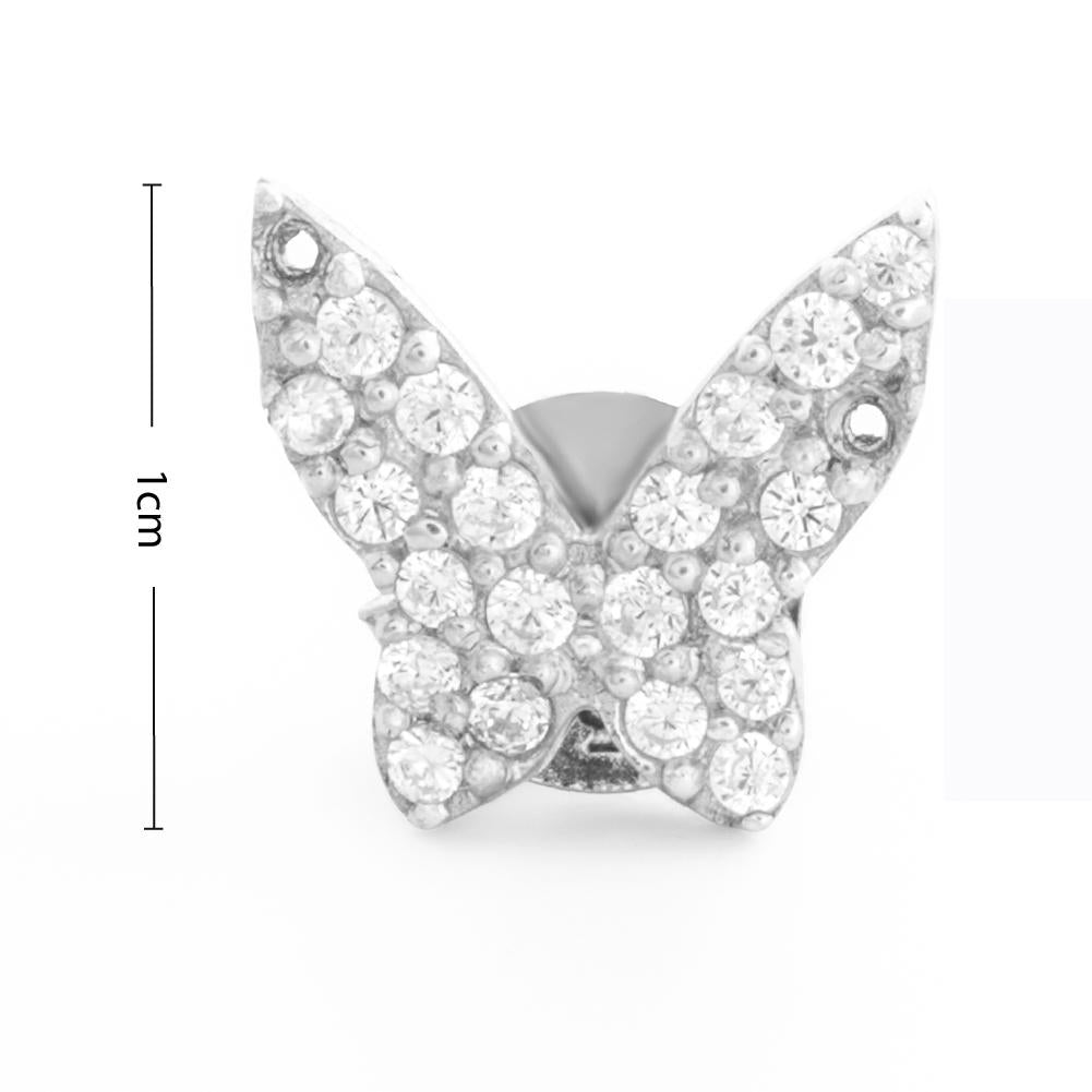 925 Sterling Silver Rhodium Plated Studded Butterfly Studs