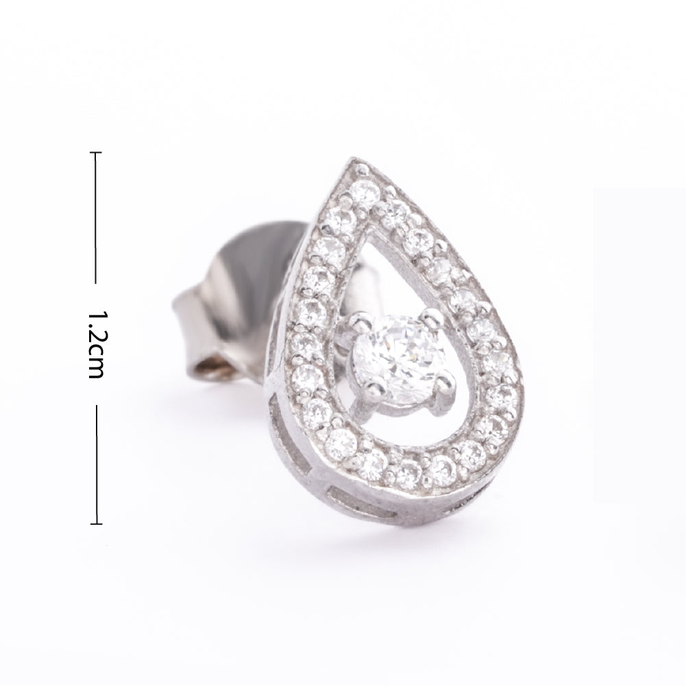 925 Sterling Silver Rhodium Plated Raindrop Studs